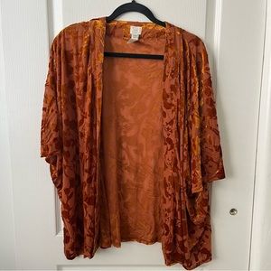 Target A New Day Copper Burnt Orange Velvet Shawl Floral Cover Up